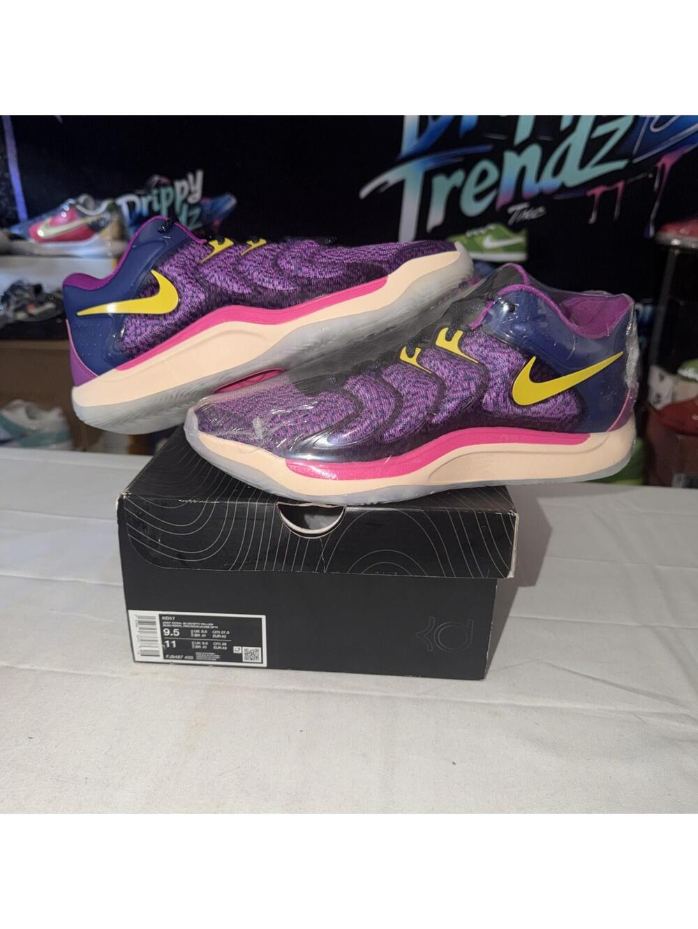 KD 17 Deep Royal Blue Vivid Purple Opti Yellow fj9487 400 size 9.5